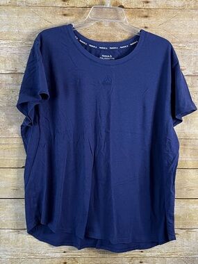 Reebok Women’s Purplish Navy Workout Athletic Crew Neck T-Shirt EUC Size XXXL